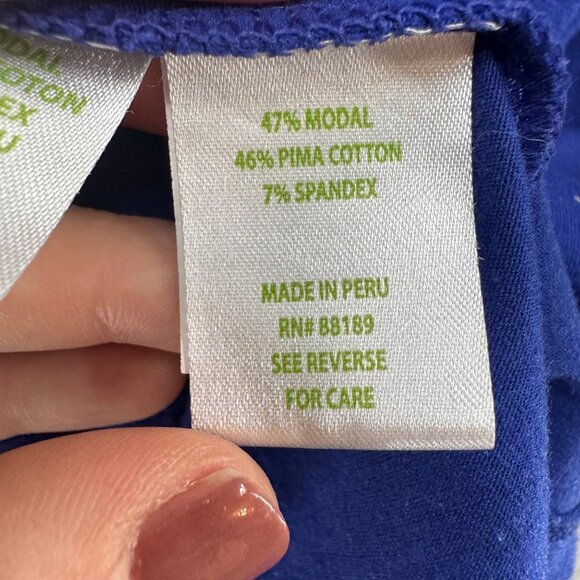 Lilly Pulitzer Finn Top Womens Blue Pima Cotton Modal LS Boat Neck Size XL - Picture 6 of 13